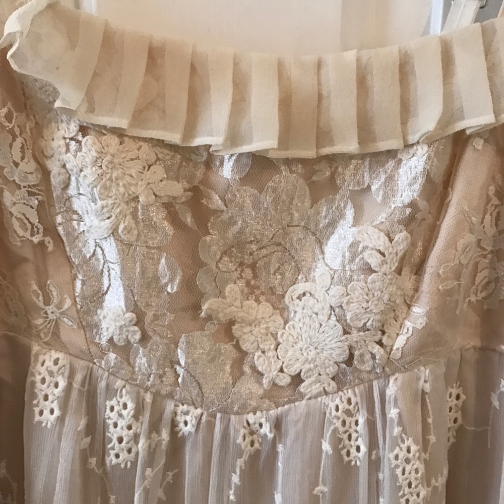 Anthropologie cream lace dress